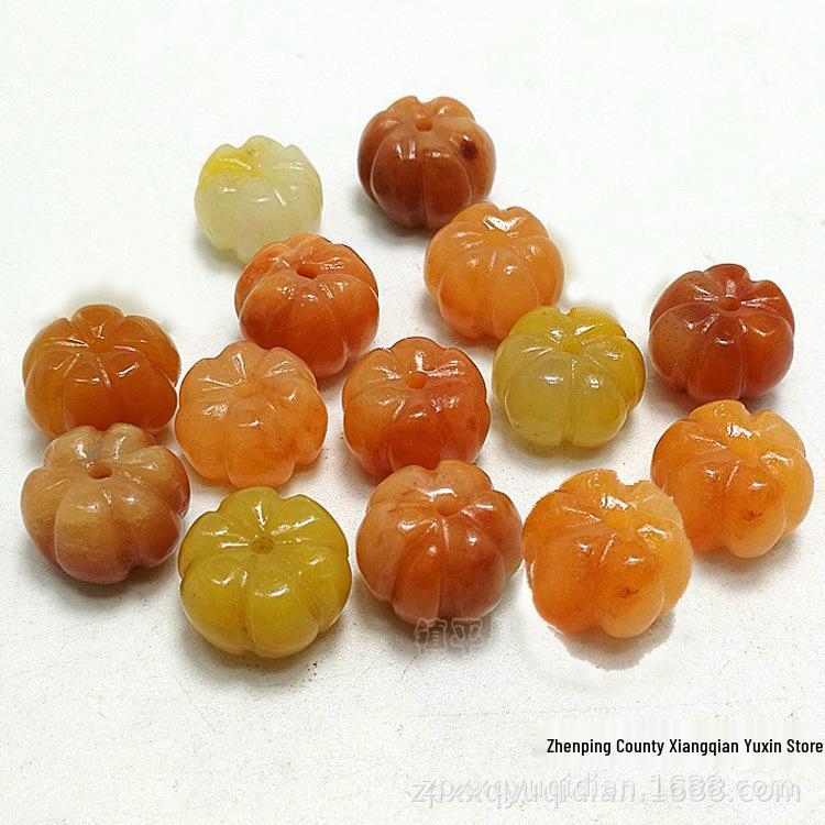 Xinjiang Golden Silk Jade 10x13mm Pumpkin Beads - Seven-Color Gobi Jade for DIY Accessories