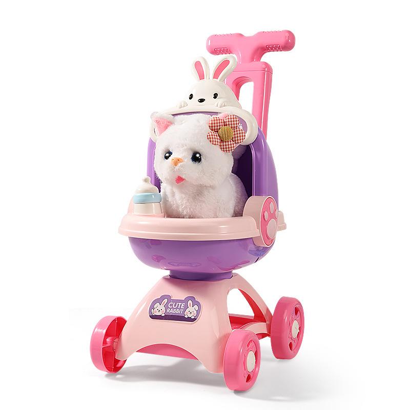 Children's Role-Playing Pet Stroller: Walking and Barking Electric Plush Doll