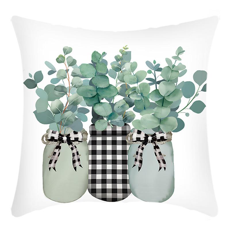 

Новая наволочка Зеленое растение Принт букв Подушка Дом Диван Наволочка 45 * 45Cm pillowcase