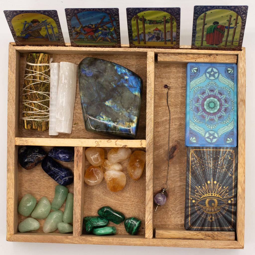 Four Section Tarot Box with Card Holder