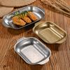 New Stainless Steel Steak Tray Double Ear Design Vintage Barbecue Plate Vegetable Snack Plate Home Kitchen