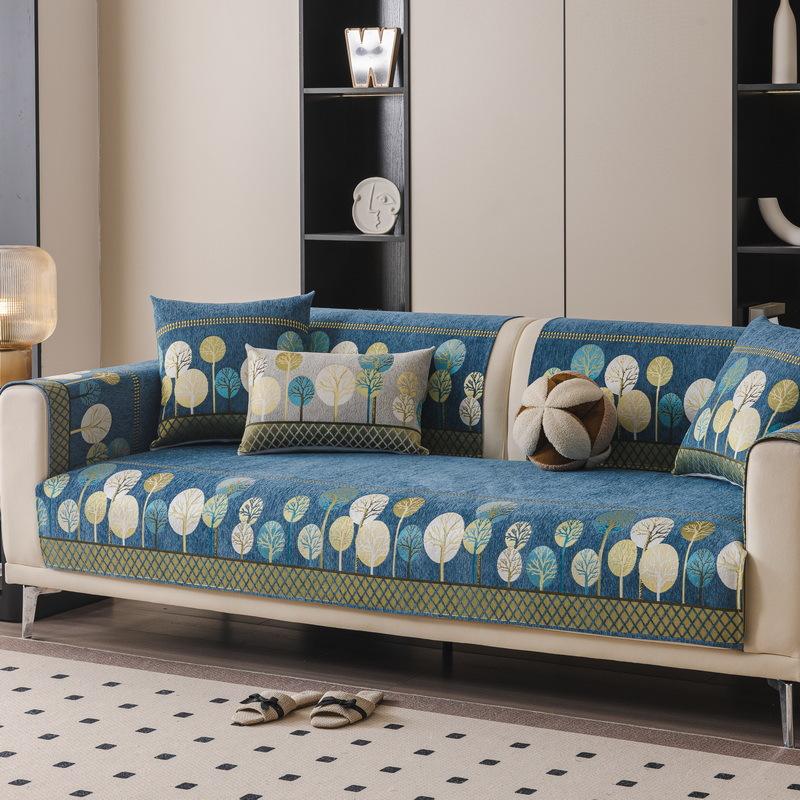 

National Wind Sofa Cushion Universal In All Seasons New Non-Slip Seat Cushion Light Luxury High-End Cloth Towel Simple Cover 70*70cm