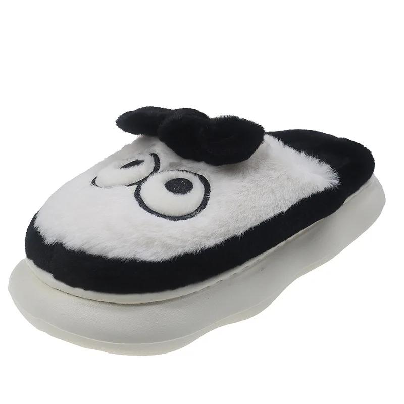 

2024 Новые плюшевые тапочки с рисунком, женские, на толстой подошве, легкие, для отдыха, с большим бантом для глаз, домашние хлопковые тапочки 40 чёрный