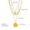 DIEYURO 316L Stainless Steel Gold Color 3in1 Round Pendant Necklace For Women Fashion Girls Multilayer Chain Neck Jewelry Gift