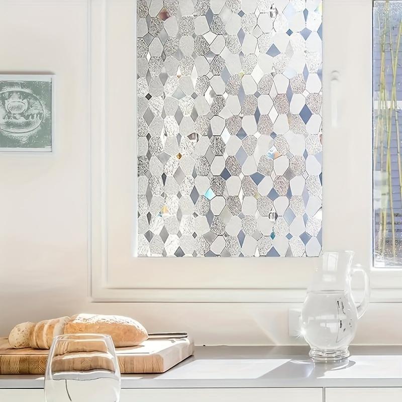 1 Roll Cuttable 3D Gemstone Window Film, Anti - Peeping, Electrostatic, UV Resistant, Detachable Opaque Sticker for Bathroom/Office/Kitchen