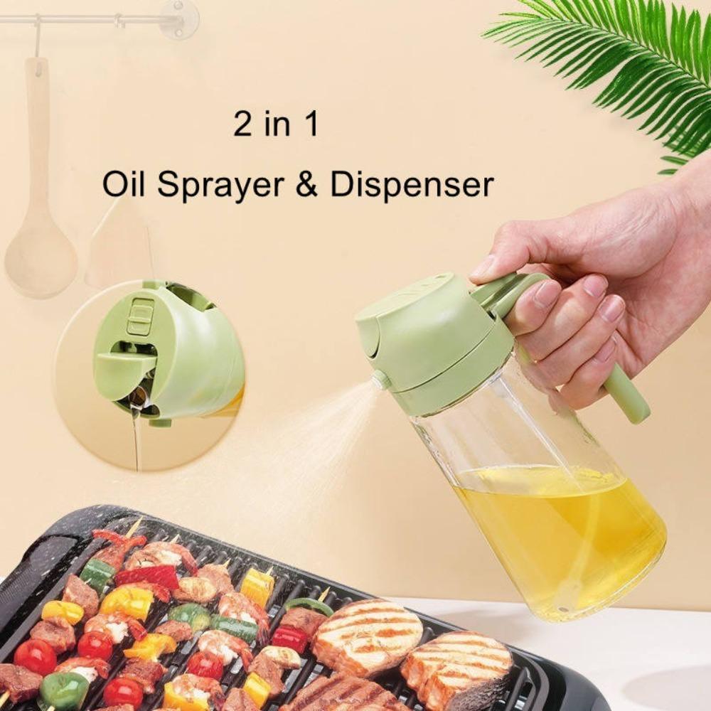2in1 470ml Glass Spray Oil Sprayer Bottle Spray Oil Dispenser Oil Jar Cruet BBQ Kitchen Baking Roasting Picnic Kitchen Tool