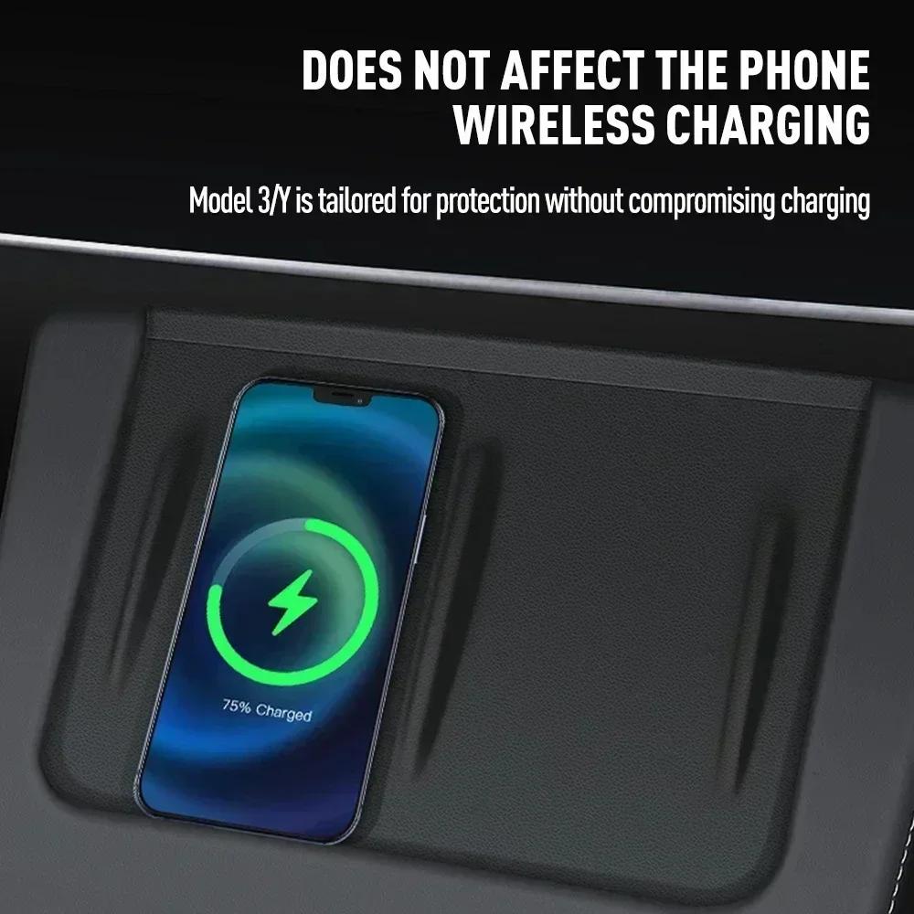 Car Interior Central Control Wireless Charging Silicone Cover Case Mat Sticker Pad For Tesla Model 3 Y 2025-2025 Accessories