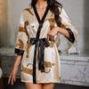 Women's pajamas, sexy V-neck leopard print nightgown, European and American style loungewear set