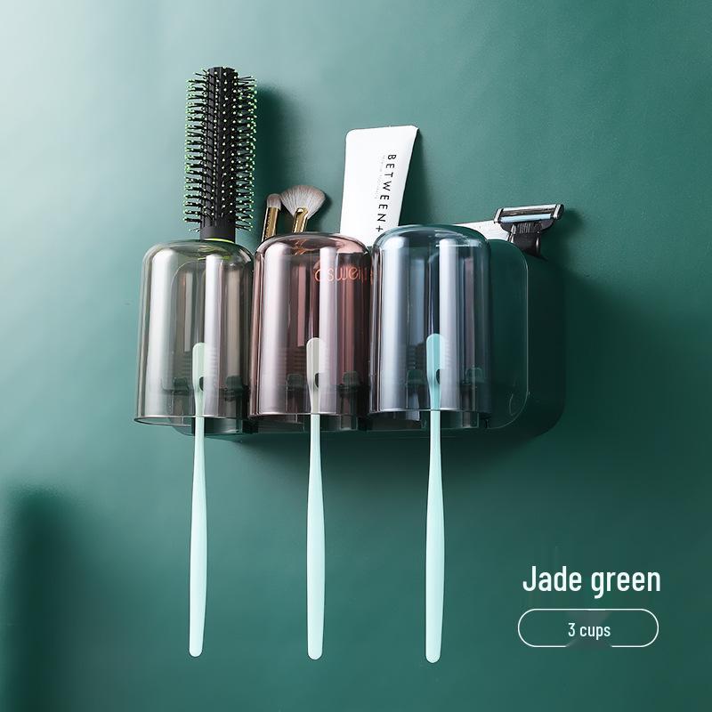 Wall-Mounted No-Punch Toothbrush & Rinsing Cup Set