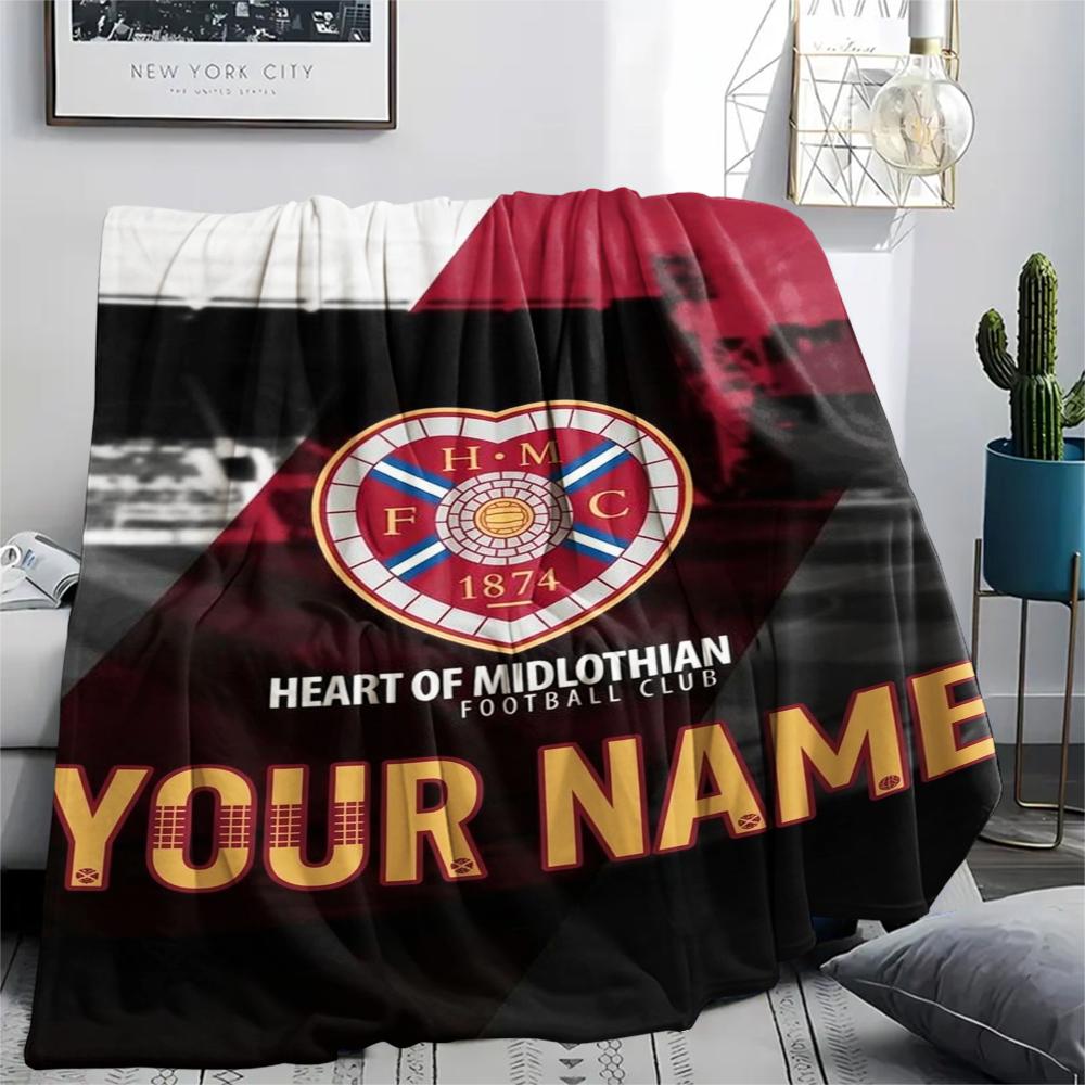 1PC Custom Name Heart of Midlothian Patterned Flannel Blanket Suitable For All Seasons for Home Decor Warmth and Comfort Gifts Holiday Present