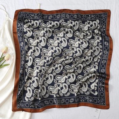Star Retro Cashew Flower Silk Scarf Headband, New Versatile High-end Small Square Scarf To Tie Headband