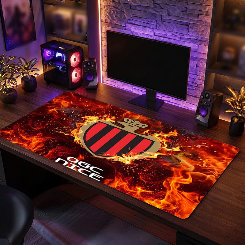 OGC Nice FC Theme Pattern Mouse Pad, Soccer Logo Design XXL Gaming Desk Mat Non-Slip Computer Mouse Pad
