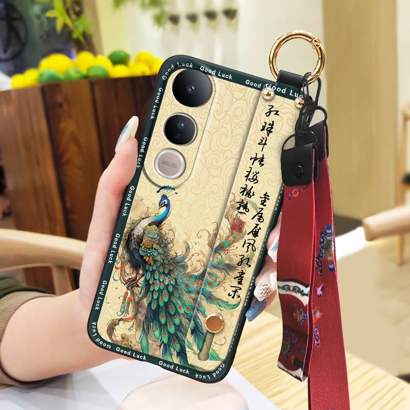 Elderly Lady Dirt-resistant Phone Case For VIVO V50 Lite 5G Global Waterproof Lanyard For Mom Silicone Back Cover Ring