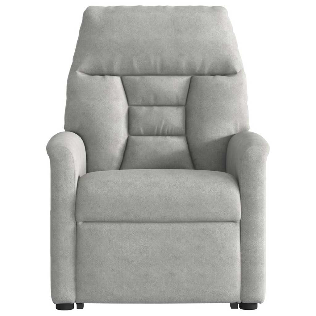 Recliner Chair with Lift Assist Light Gray Microfiber Fabric