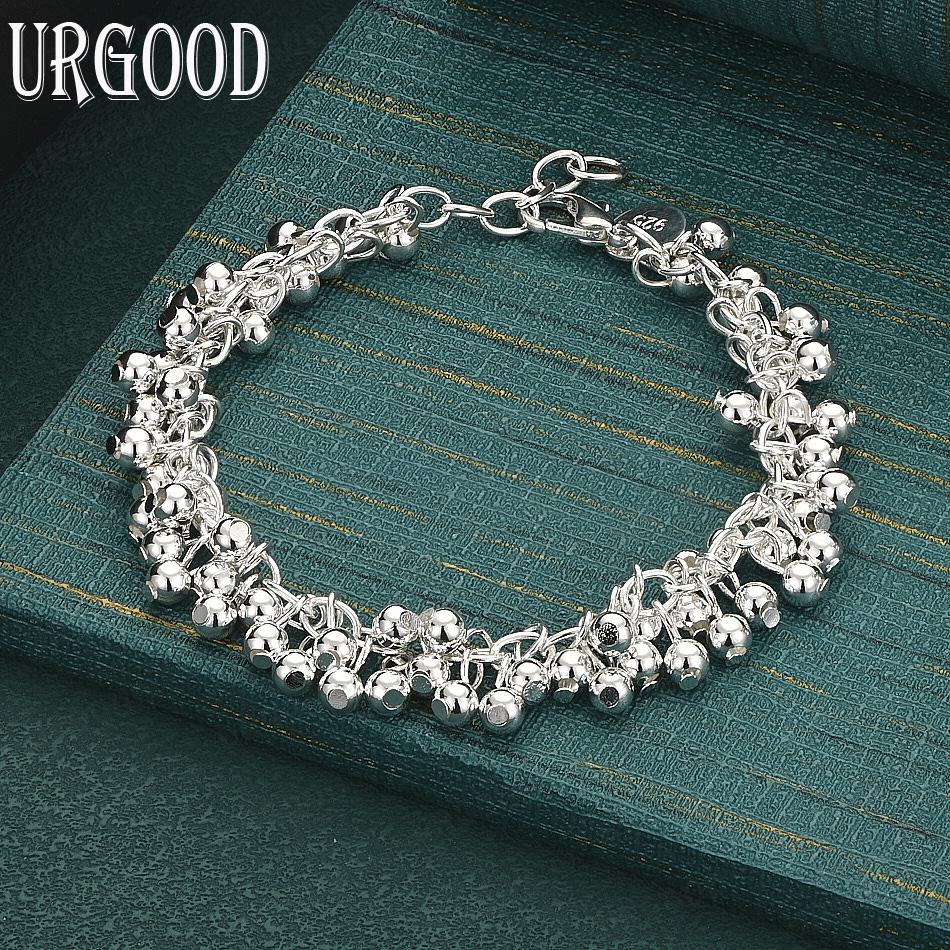 925 Sterling Silver Polished Grape Bead Fashion Bracelet Gift Jewelry