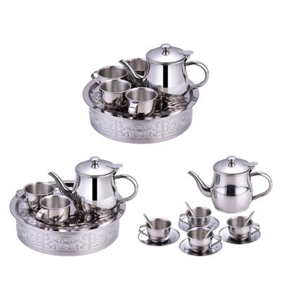 Children Pretend Play Party Tea Set Toy Stainless Steel Tea Pot and Cup with Functional Design for Kids Roleplay Game