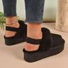 Fashion Winter Platform Bag Slippers Autumn New Round Toe Spliced Suede Plus Wool Non-Slip Wear-Resistant Flats