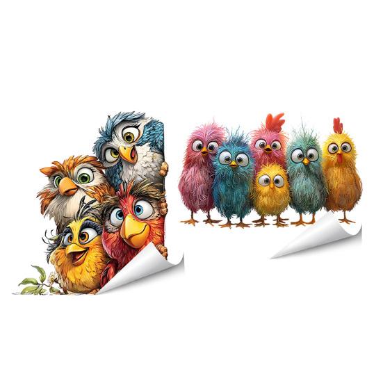 Adesivos Estáticos para Janela Animais Engraçados em Desenho Animado Decalque de Janela Reutilizável Adesivo Impermeável Removível para Quarto Escritório Casa Portas de Vidro Decoração de Janela