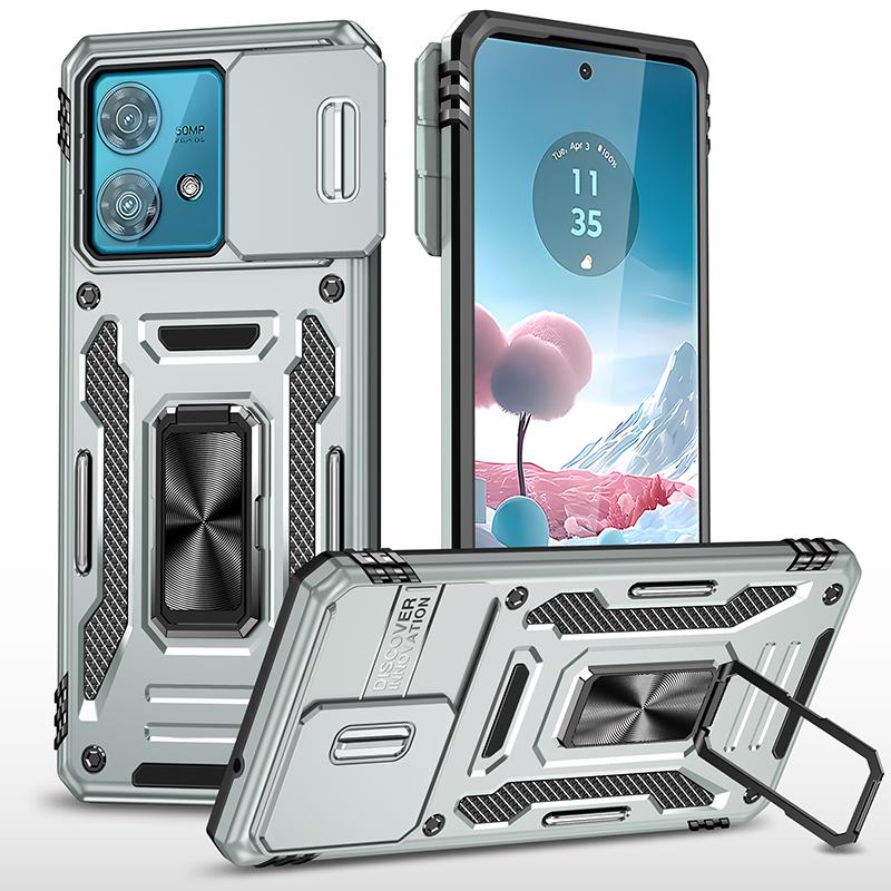 Armor Series For Motorola Edge 40 Neo 5G Case PC+TPU Phone Cover with Kickstand/Lens Shield