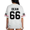Damen Mode Sportoberteil im Trikot-Stil V-Ausschnitt Kurzarm Lässiger Lockere Passform Sportshirt mit Aufgedrucktem Logo und Ärmelnummern