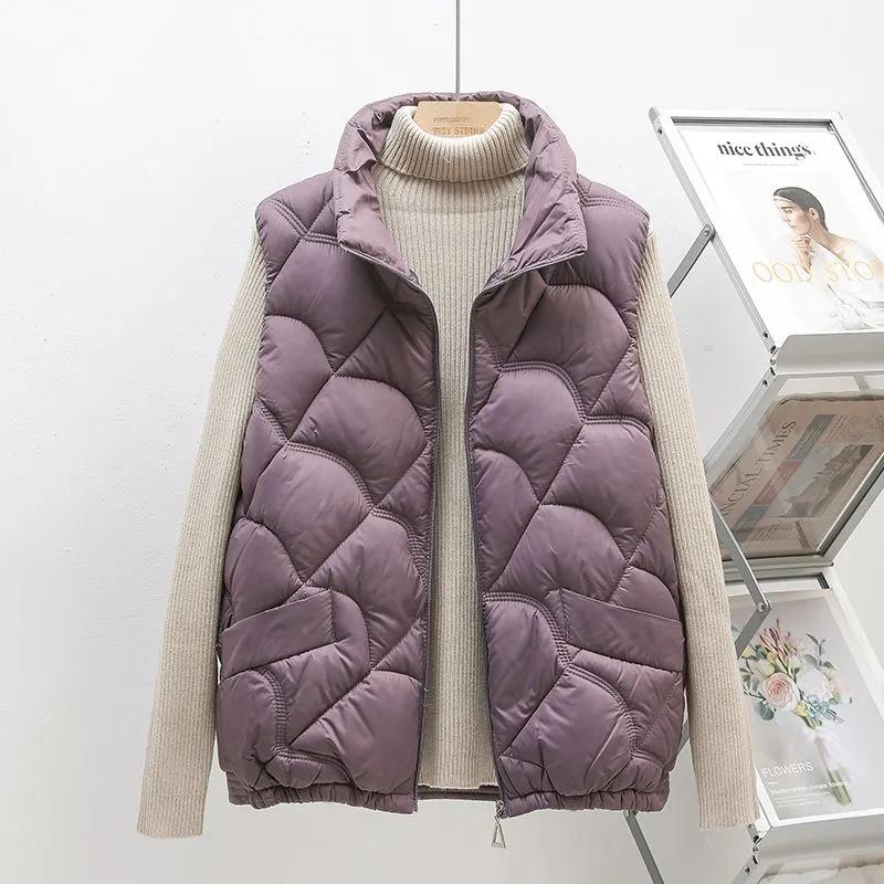 Puff Vest Kvinner Vinter Ermeløs Pufferjakke Kvinner Varm bomullsjakke Vest Cardigan Koreansk motekåper Klær