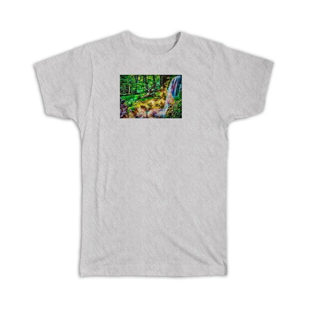 

Gift T-Shirt : Watercolor Scenary Waterfall Tree Woods S