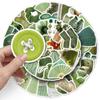 50-Piece Green Graffiti Style Cute Stickers for Journaling, DIY Phone Cases, and Luggage