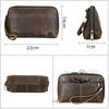 Vintage Men's Genuine Leather Clutch Bag Brown Cow Leather Storage Bag Travel Toiletry Kits Wash Bag Genuine Leather Men Women