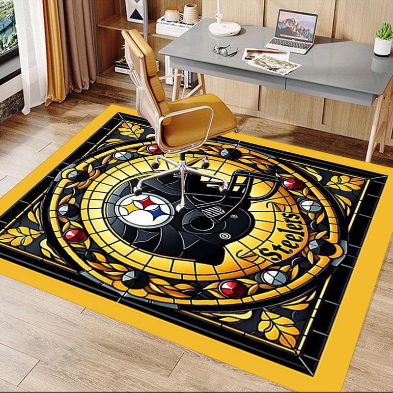 1PC Stained Glass Steelers Non-Slip Floor Carpet Compatible for Office&Living Room&Bedroom&Dining Room - Flat - Weave Machine-S0352