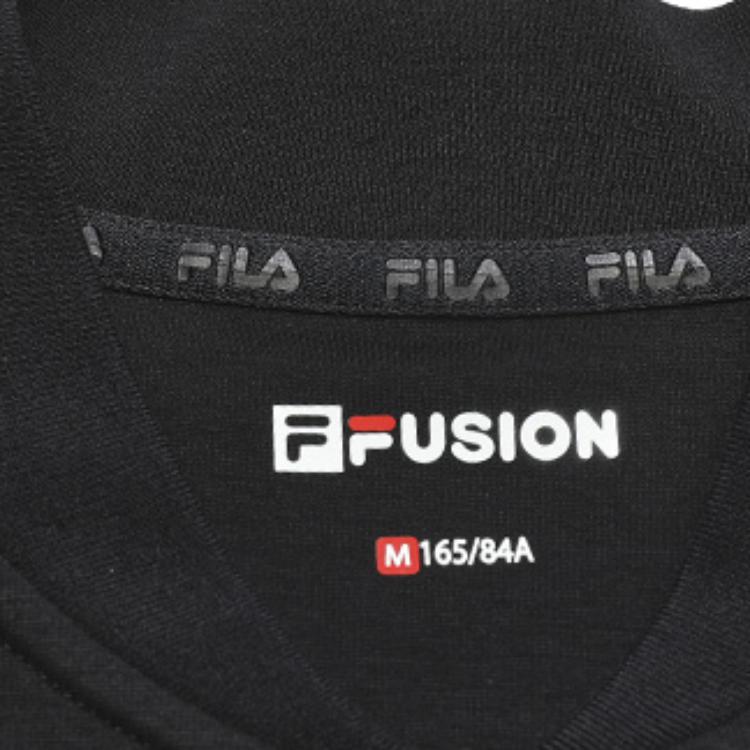 Fila Fusion Logo Print Fitted Crew Neck Pullover American Vintage Short Sleeve Drop Shoulder T-Shirt Women tops Deep-Black T11W325112FBK