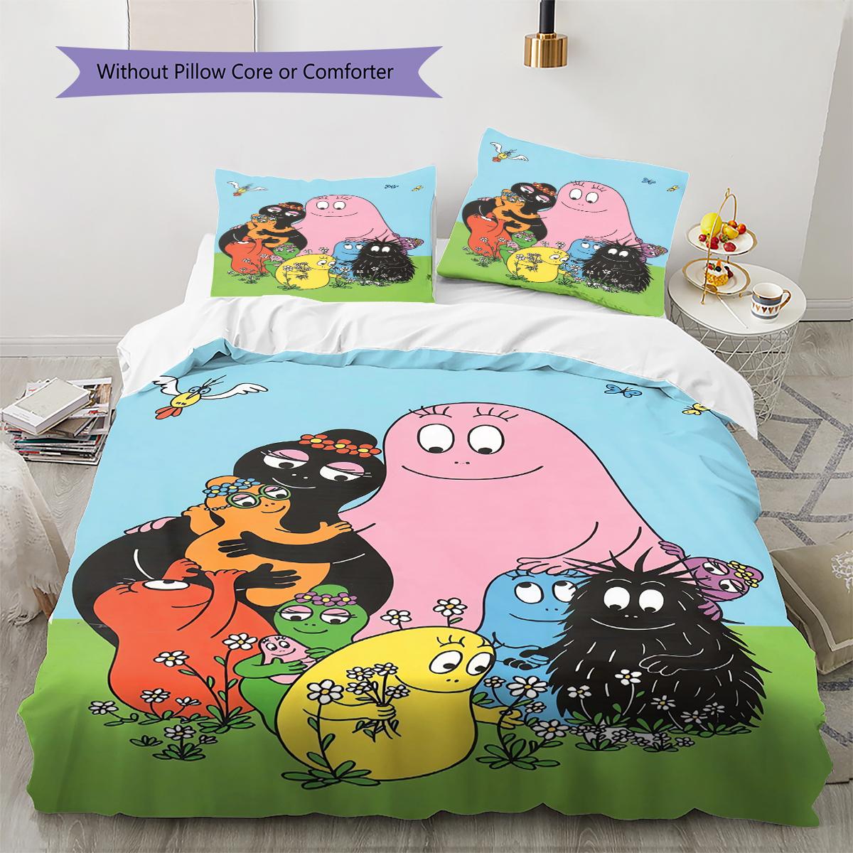 

The Barbapapa family Pattern Bedding Quilt Set Quilt Cover Pillowcase Home Decoration Birthday Gift (1 * duvet cover + 2 * pillowcase, without core) 200x200cm