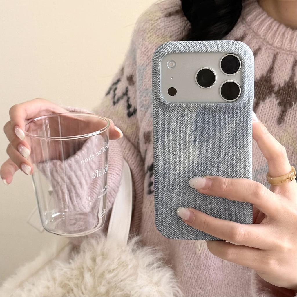 Applicable to iPhone17 mobile phone case 16Pro denim pattern glitter case Apple 15 fashion protective case Xiaomi 17pro