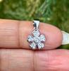 925 Sterling Silver Cz FLOWER FLORAL Charm Pendant, High Polish, Simple Design Elegant, Minimal Minimalistic Jewelry, Charm Pendant, 1.21 Gm
