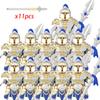 11Pcs Medieval Stormwind Soldiers Golden Knights Building Blocks Accessories Helmet Sword Weapons Action Figures Kids Toys Gifts