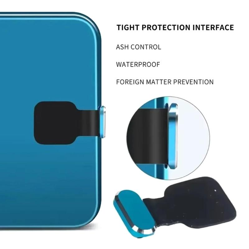 Verlustsicher Tragbar Legierung USB C Ladeanschluss Schutzkappen Abdeckung Geeignet Für Tägliche Smartphone-Nutzung Outdoor-Enthusiasten