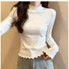 Women S Long Sleeve Thermal Inner Top Half High Neck Slim Fit Autumn Winter Frill