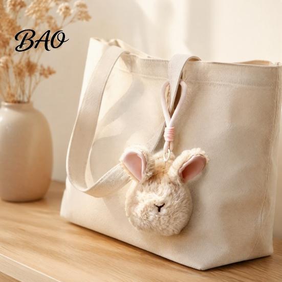 Plush Keychain Animal Keychain, Soft Stuffed Pendant with Braided Cord, Round Cute Decorative Hanging Charm Bunny Sheep for Backpack, Mini Doll