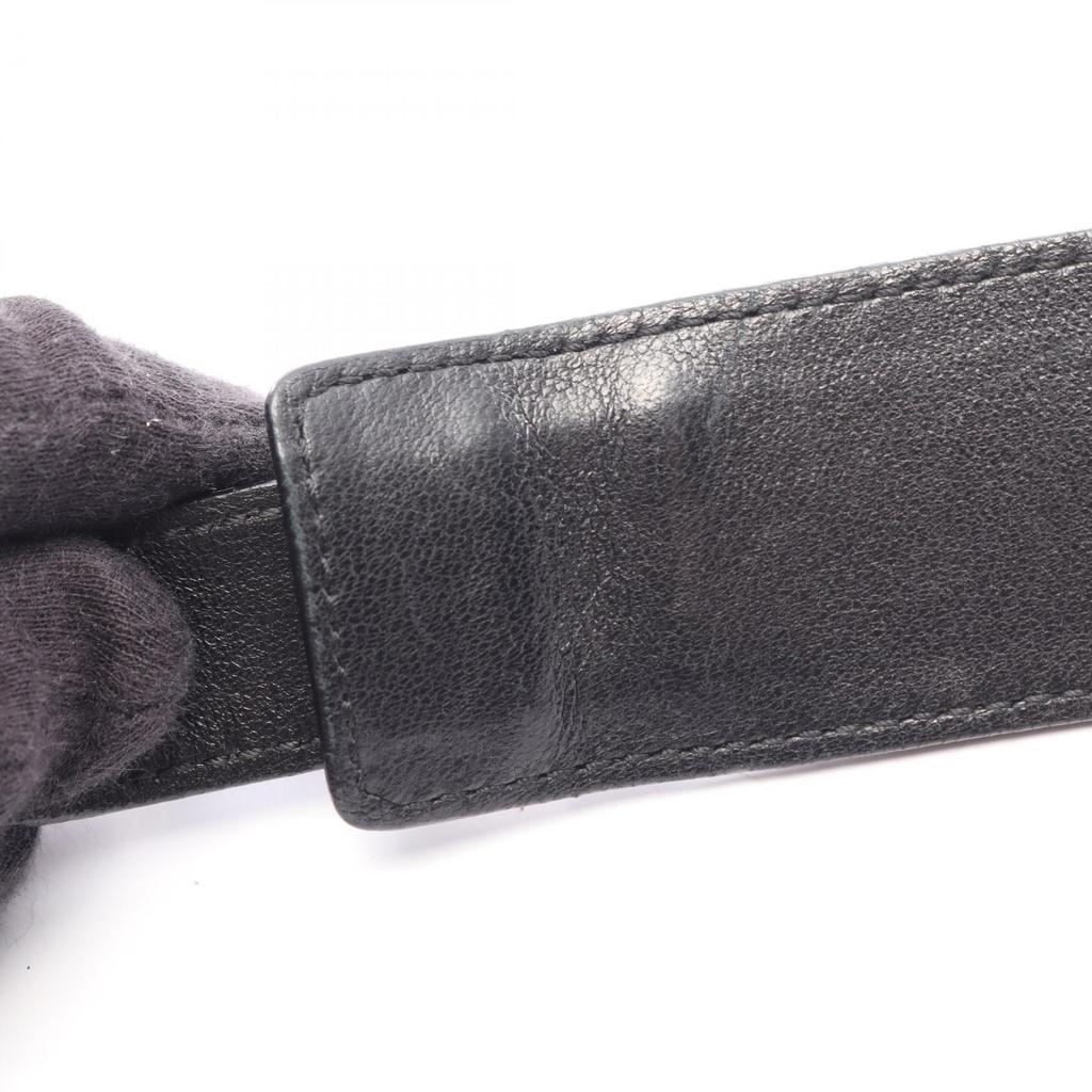Used BOTTEGA VENETA Intrecciato Shoulder Bag leather Black Gray Used Women