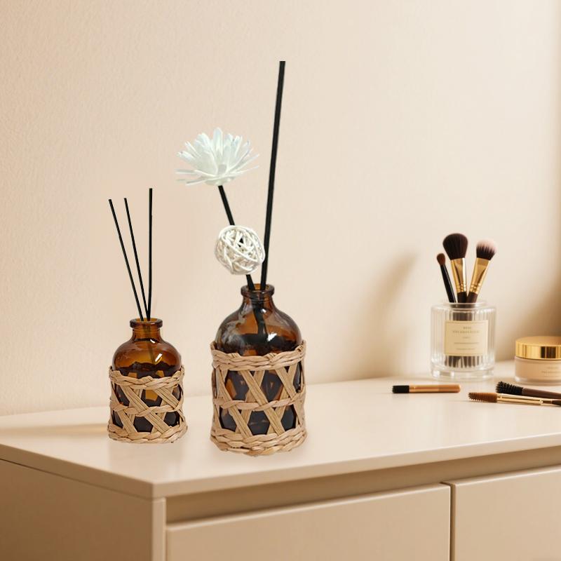 1PC Home Natural Woven Bohemian Bottle Rattan Decor Eco-friendly Grass Macrame Aromatherapy Decorative 50ml/100ml