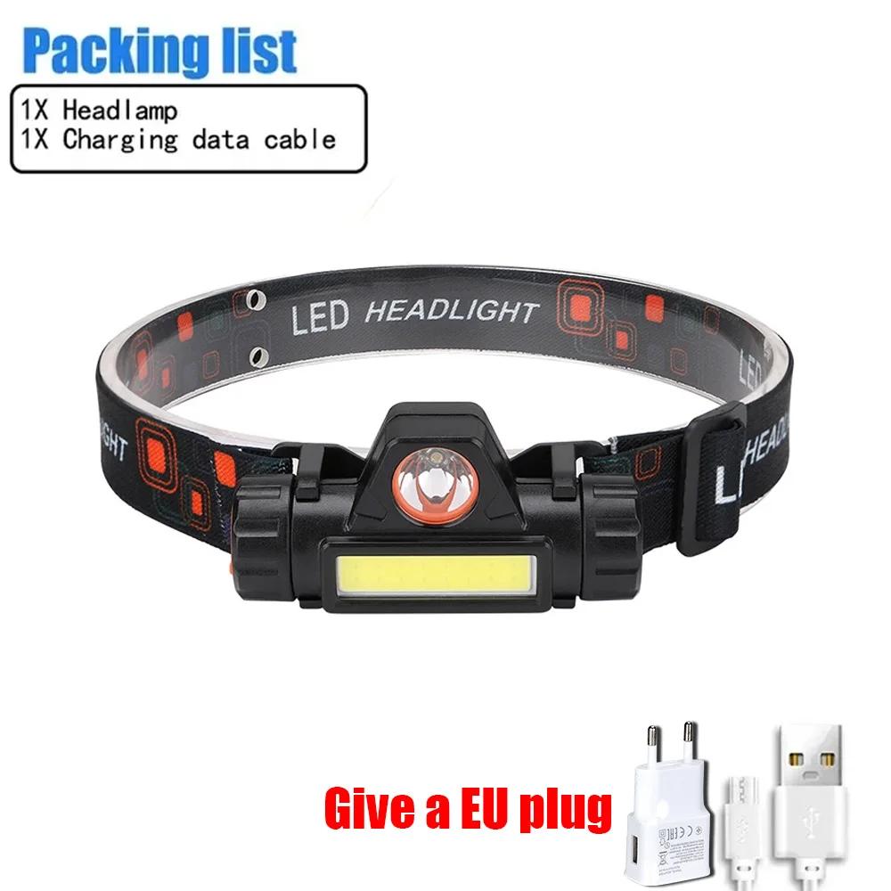 Q5+COB Mini Led Zoomble Headlamp Usb Rechargeable Portable Headlight 18650 Built-in Battery Outdoor Fishing Camping Head Lantern