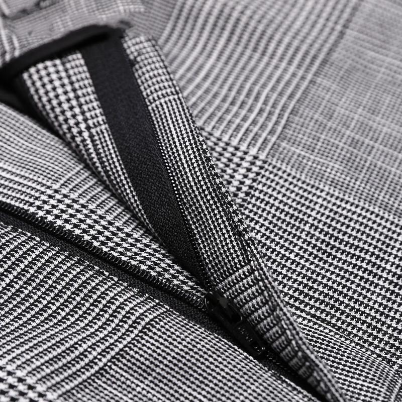 Anlom Women's Cotton Linen Plaid Wide-Leg Trousers