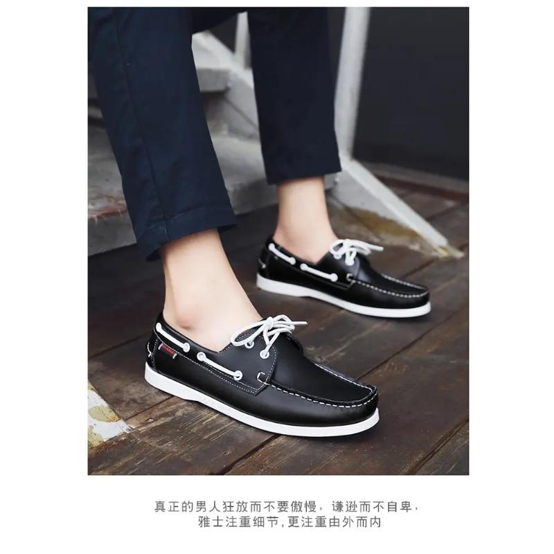 Herren Bootsschuhe Lässig Leder Schnürschuhe Rutschfest Bequem Alltagsschuhe