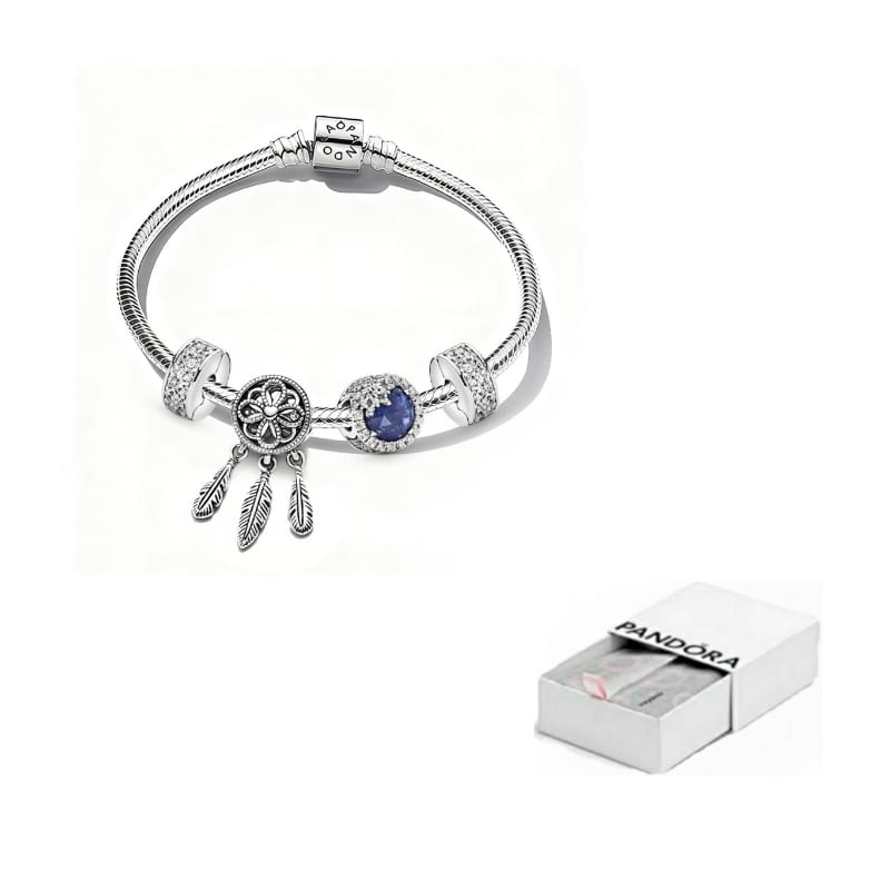 Pandora 925 Sterling Silver Glass Synthetic Cubic Zirconia Bracelets Women's Silver ZT1330