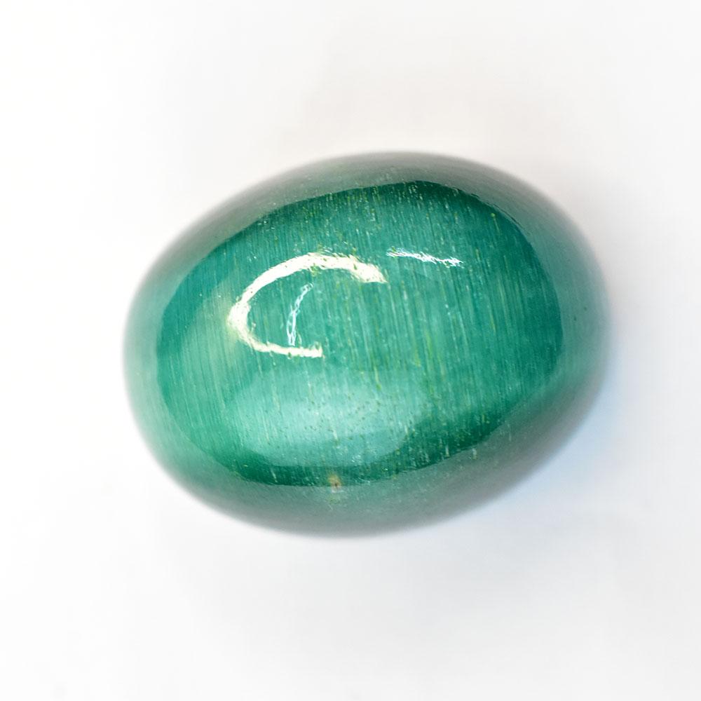 Green Indian Natural Cat'S Eye 123 ct Cabochon Shape Loose Gemstone for Jewelry Making and Crafts