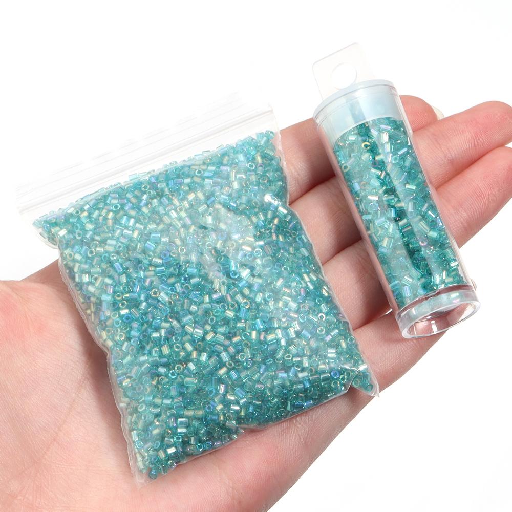 2mm Czech Glass Seed Beads Transparent Colorful Tubular Loose Rice Beads DIY Craft Bracelets Earrings Jewelry Gift Accessories