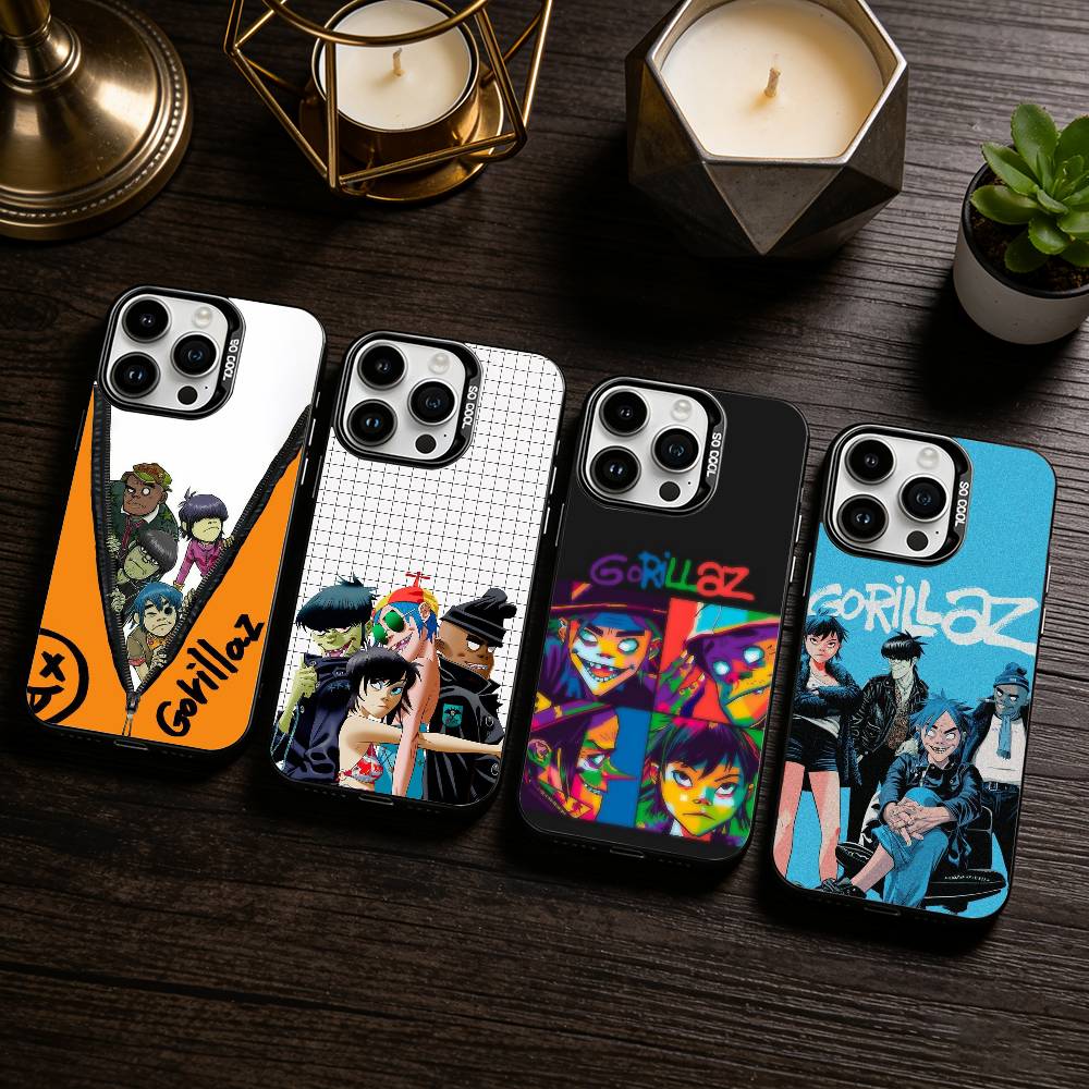 Anime G-Gorillaz Phone Case For iPhone 17,16,15,14,13,12,11 Plus,Pro Max,XS,Colored silver phone case