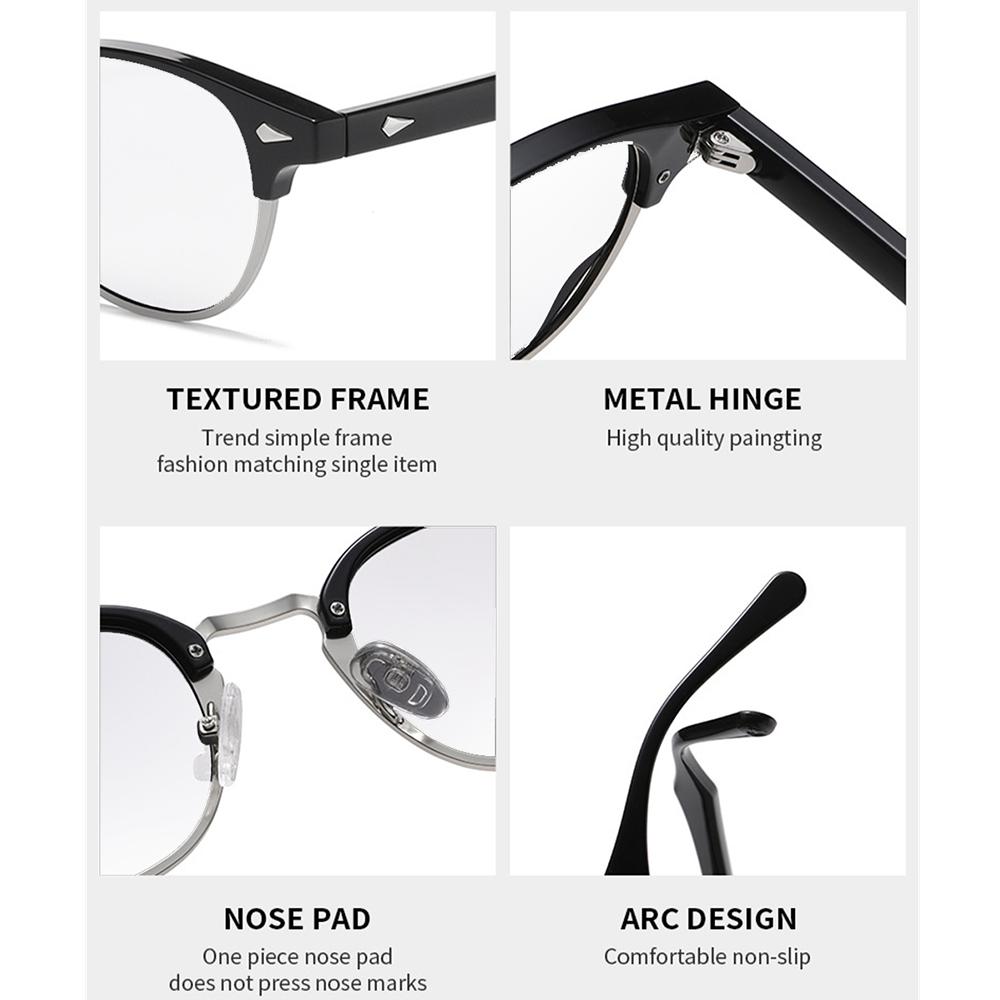 VIVIBEE Small Blue Light Blocking Glasses Men Semi Rimless Square Ray Filter Eyeglasses Vintage Women UV400 Computer Eyewear