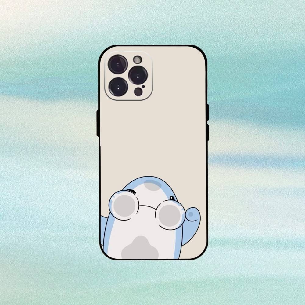 Cartoon Cute Shark Phone Case For iPhone17,16,15,14,13,12Plus,Pro Max,XS,5G Soft Silicone Black Cover