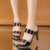 Summer New Style Sandals and Slippers, Fish Mouth, Thin-heeled Flip-flops, Women's Color-blocking Comfortable High-heeled Shoes