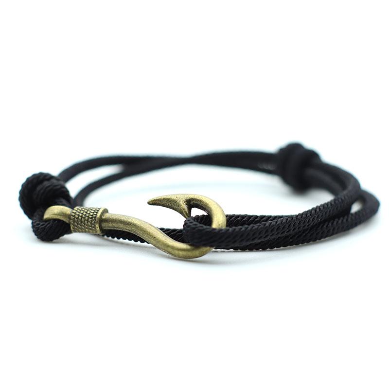 Stylish Fishhook Bracelet For Men Bilayer Sliding Adjustable Grade A 3mm Thin String Braslet Beach Navigation Surfing Braclet